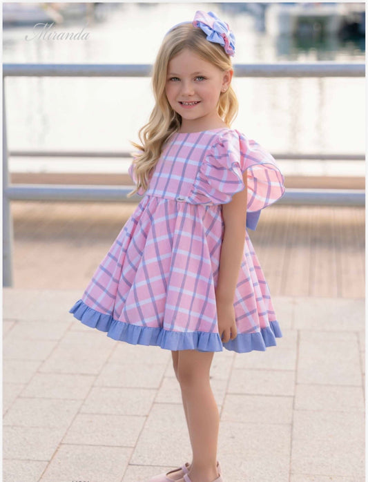 Miranda 613-v Pink/blue dress SS26 PREORDER