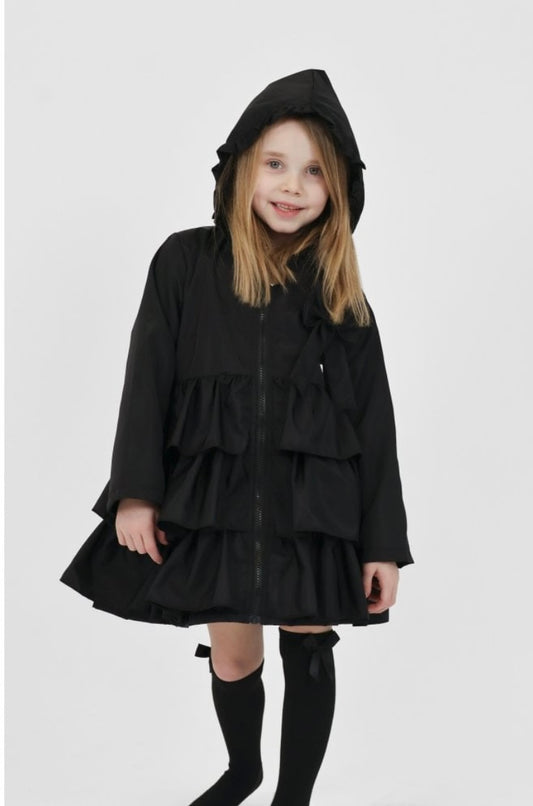 HK
Pixie Girls Frilly Bow Fleece Lined Rain Jacket Black
