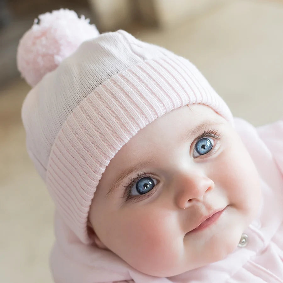 Emile et rose Fuzzy pinkBaby Bobble Hat