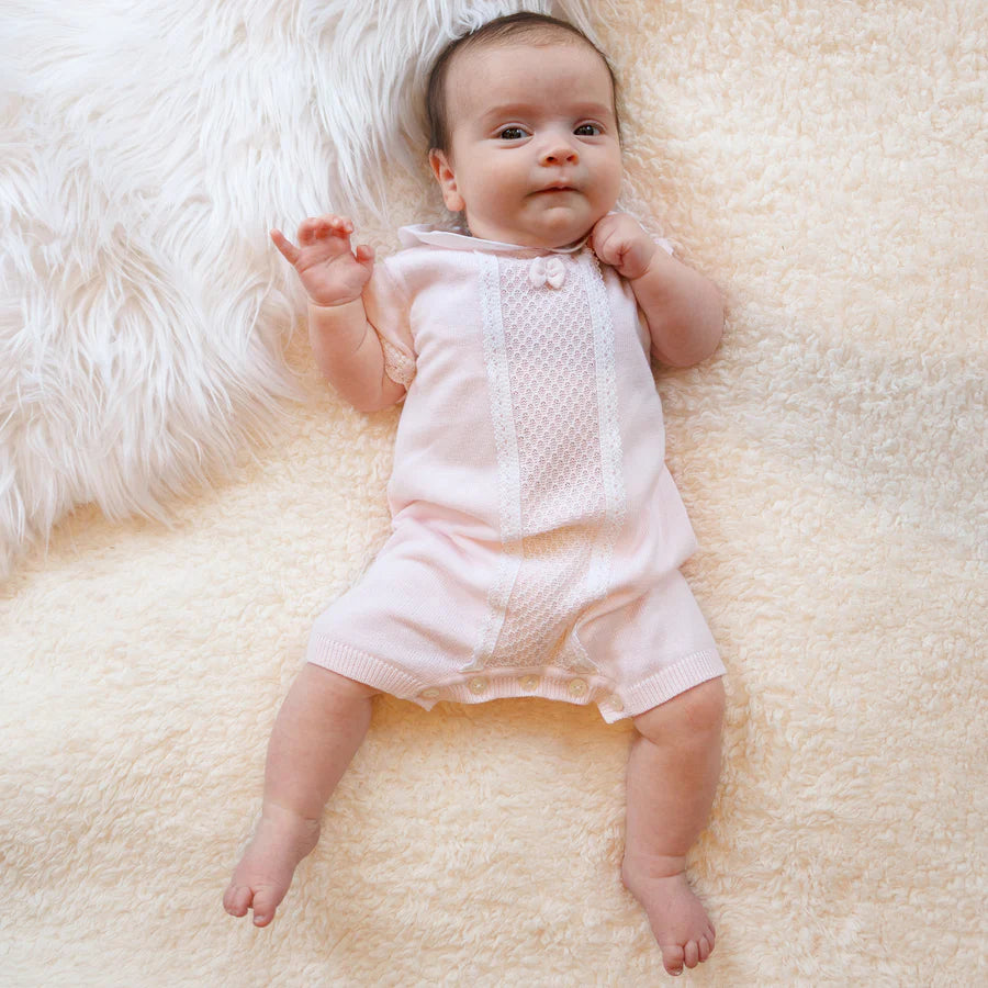 Emile Et rose 7354 Layla Baby Girls Pink Knit Romper