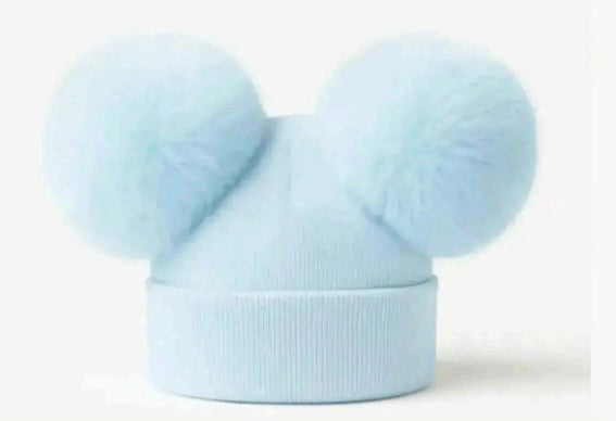 Baby Blue Double Pompom Fur Unisex Hat AW26 PREORDER