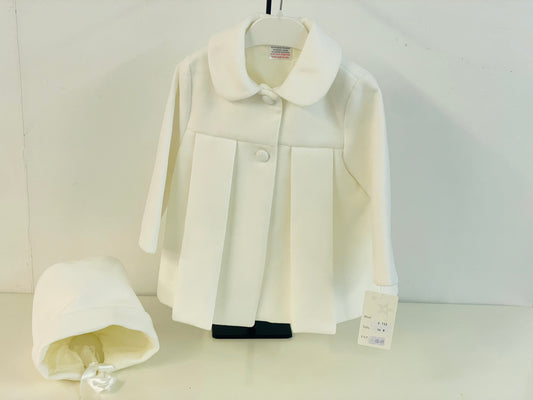 Adorable Cream girls traditional tailored coat and bonnet C145