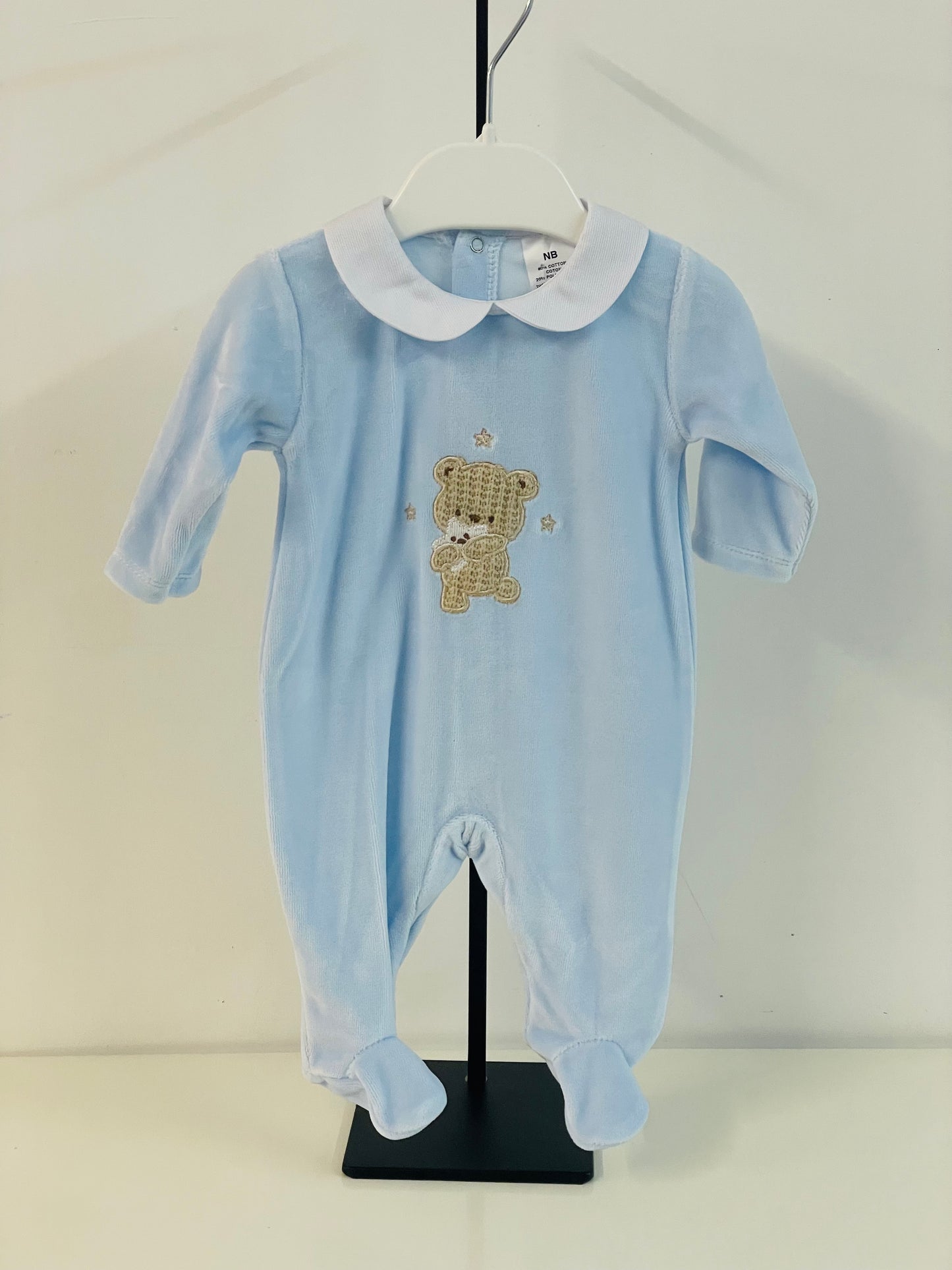 Adorable S2601 Blue Velour Babygrow