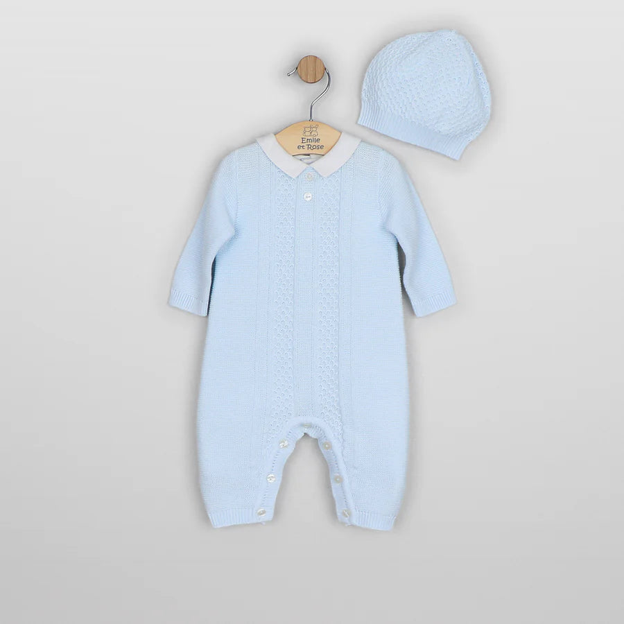 Emile Et rose 2662 Munro Boys Blue Knit All In One & Hat AW26