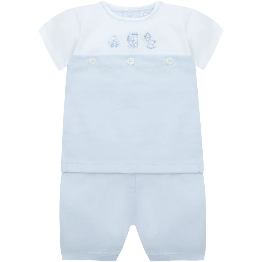 Emile Et rose 5397 Lyle Boys Blue Toybox Embroidery Top & Shorts Set