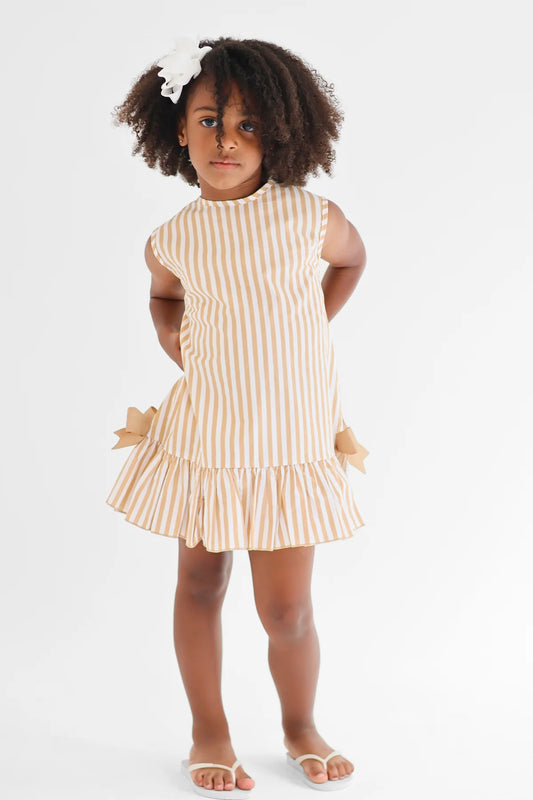 HK Grace Beige Striped Dress SS26
