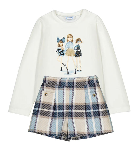 Mayoral 4011-4225 Navy Plaid Short Set