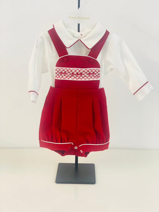 Pretty Originals Red Smocked Set