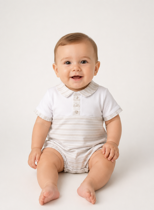 Adorable Beige Striped Romper SG243 SS26