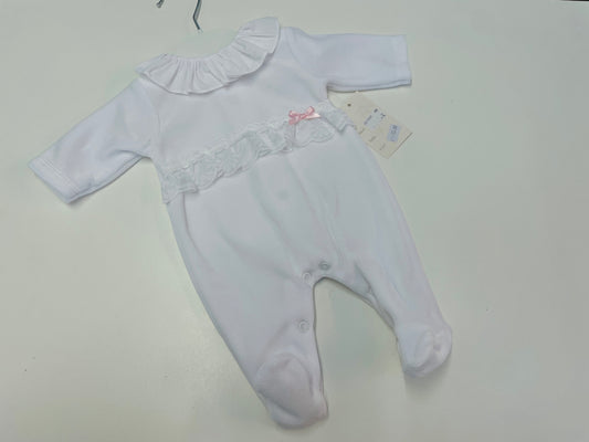 Adorable White velour all in one SG128