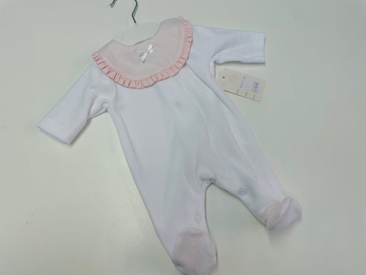 Adorable white/pink Velour all in one SG146
