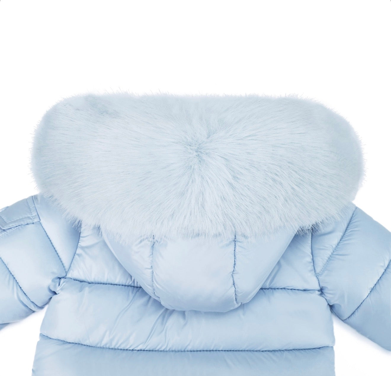 Baby Blue fur hooded coat AW26 PREORDER