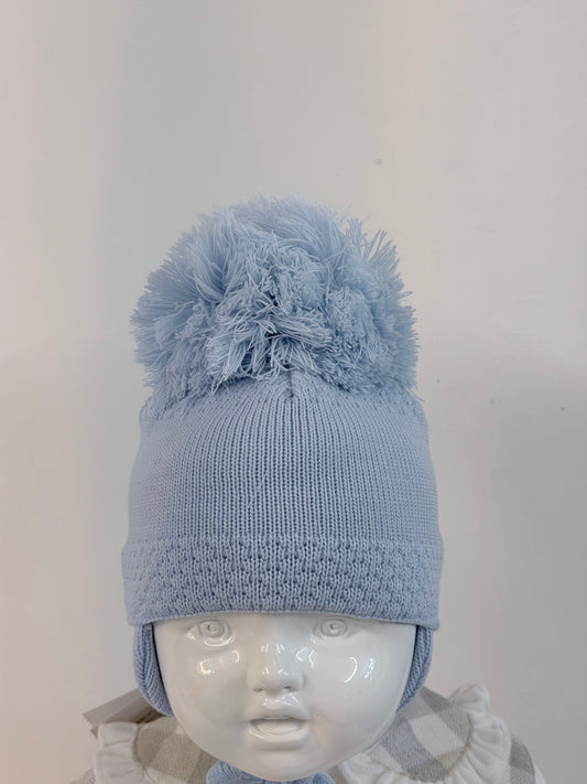 Pastel & co A-110L Blue Knit Pom Pom Hat AW26
