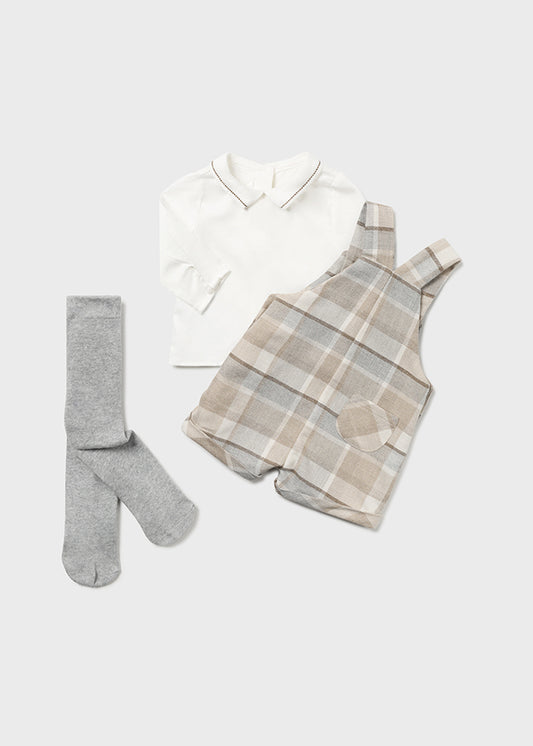 Mayoral Beige/Grey Dungaree Set