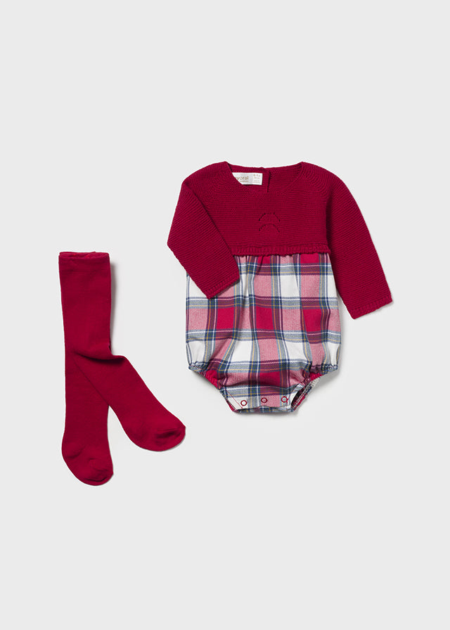 Mayoral Red Checked Romper Set