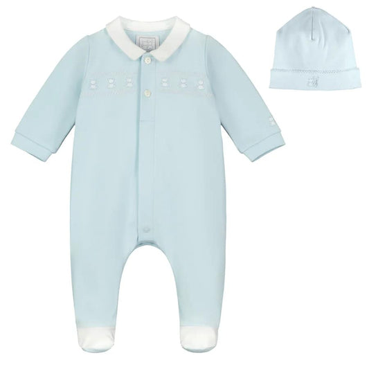 Emile et Rose Blue Babygrow with Hat